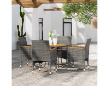 vidaXL 5 Piece Garden Dining Set Poly Rattan Grey