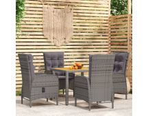 vidaXL 5 Piece Garden Dining Set Poly Rattan Grey