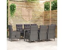 vidaXL 9 Piece Garden Dining Set Poly Rattan Grey