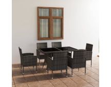 vidaXL 7 Piece Garden Dining Set Poly Rattan Anthracite & Grey