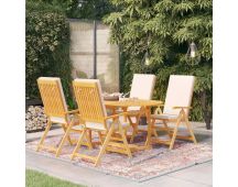 vidaXL 5 Piece Garden Dining Set with Cushions Solid Teak Wood