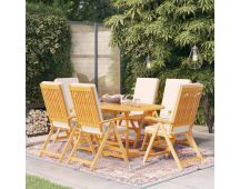 vidaXL 7 Piece Garden Dining Set with Cushions Solid Teak Wood