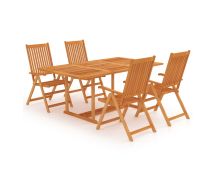 vidaXL 5 Piece Garden Dining Set Solid Teak Wood