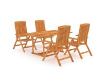 vidaXL 5 Piece Garden Dining Set Solid Teak Wood