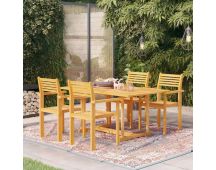 vidaXL 5 Piece Garden Dining Set Solid Teak Wood