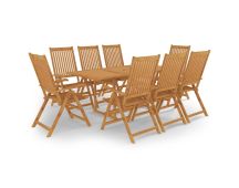 vidaXL 9 Piece Garden Dining Set Solid Teak Wood