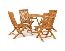 vidaXL 5 Piece Garden Dining Set Solid Teak Wood