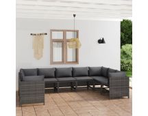 vidaXL 9 Piece Garden Lounge Set with Cushions Poly Rattan Grey