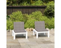 vidaXL Garden Lounge Chairs with Cushions 2 pcs Plastic White