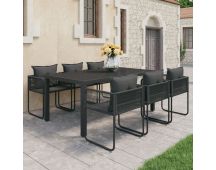 vidaXL 7 Piece Garden Dining Set PVC Rattan Black