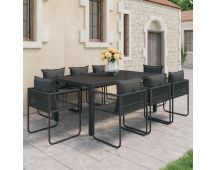 vidaXL 9 Piece Garden Dining Set PVC Rattan Black