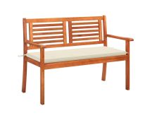 vidaXL 2-Seater Garden Bench with Cushion 120 cm Solid Eucalyptus Wood