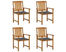 vidaXL Garden Chairs with Cushions 4 pcs Solid Acacia Wood