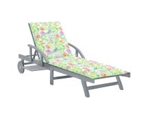 vidaXL Garden Sun Lounger with Cushion Solid Acacia Wood