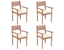 vidaXL Garden Chairs 4 pcs with Cream Cushions Solid Teak Wood