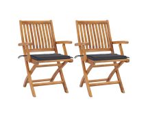 vidaXL Garden Chairs 2 pcs with Anthracite Cushions Solid Teak Wood