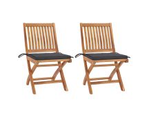 vidaXL Garden Chairs 2 pcs with Anthracite Cushions Solid Teak Wood