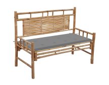 vidaXL Garden Bench with Cushion 120 cm Bamboo