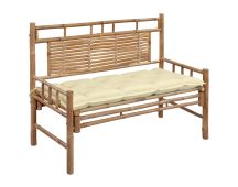 vidaXL Garden Bench with Cushion 120 cm Bamboo