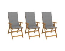 vidaXL Folding Garden Chairs 3 pcs with Cushions Solid Acacia Wood