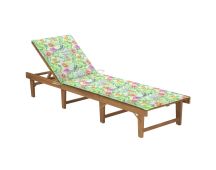 vidaXL Folding Sun Lounger with Cushion Solid Acacia Wood