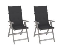 vidaXL Garden Reclining Chairs 2 pcs with Cushions Solid Wood Acacia