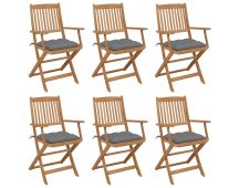 vidaXL Folding Garden Chairs 6 pcs with Cushions Solid Wood Acacia