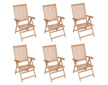 vidaXL Reclining Garden Chairs 6 pcs Solid Teak Wood