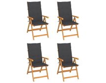 vidaXL Garden Chairs 4 pcs with Anthracite Cushions Solid Teak Wood