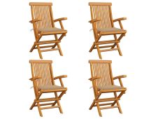 vidaXL Garden Chairs with Beige Cushions 4 pcs Solid Teak Wood