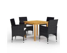 vidaXL 5 Piece Garden Dining Set Black