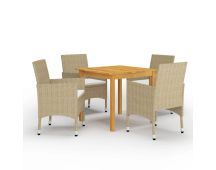 vidaXL 5 Piece Garden Dining Set Beige