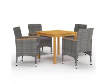 vidaXL 5 Piece Garden Dining Set Grey