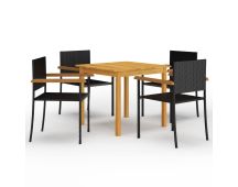 vidaXL 5 Piece Garden Dining Set Black