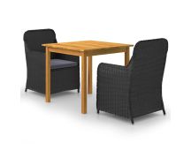 vidaXL 3 Piece Garden Dining Set Black