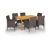 vidaXL 7 Piece Garden Dining Set Brown