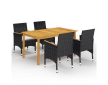 vidaXL 5 Piece Garden Dining Set Black