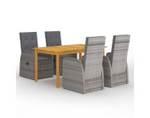 vidaXL 5 Piece Garden Dining Set Grey