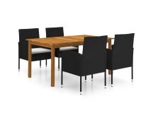 vidaXL 5 Piece Garden Dining Set Black