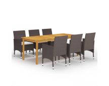 vidaXL 7 Piece Garden Dining Set Brown