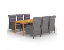 vidaXL 7 Piece Garden Dining Set Grey