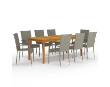 vidaXL 9 Piece Garden Dining Set Grey