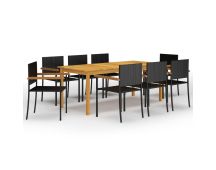 vidaXL 9 Piece Garden Dining Set Black