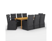 vidaXL 9 Piece Garden Dining Set Black