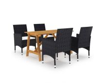 vidaXL 5 Piece Garden Dining Set Black