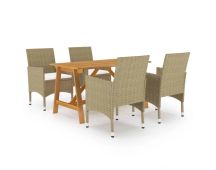 vidaXL 5 Piece Garden Dining Set Beige