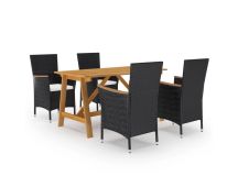 vidaXL 5 Piece Garden Dining Set Black