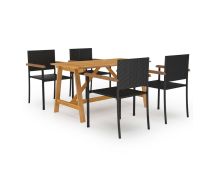 vidaXL 5 Piece Garden Dining Set Black