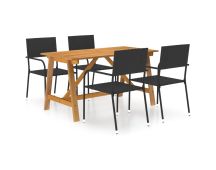 vidaXL 5 Piece Garden Dining Set Black