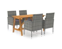 vidaXL 5 Piece Garden Dining Set Grey